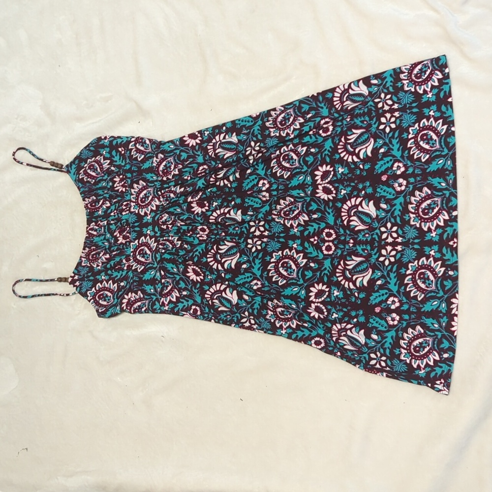 Chaps woman's Turquoise Blue White And Pink paisley sundress size medium